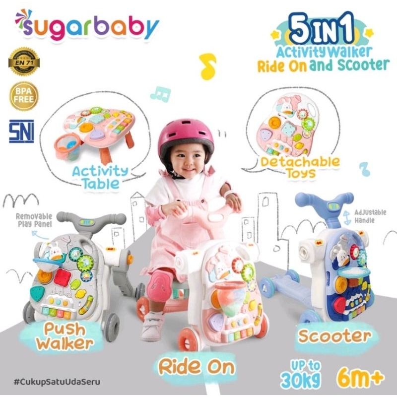 Sugar Baby 5 in 1 Activity Walker Push Walker