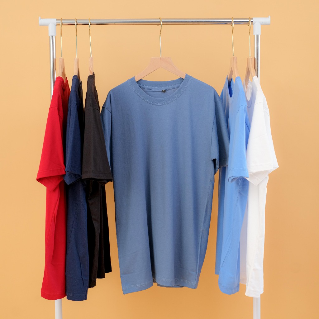 Kaos Polos Denim Blue Premium Katun Combed 30s Kaos Polos Lengan Pendek Warna Denim
