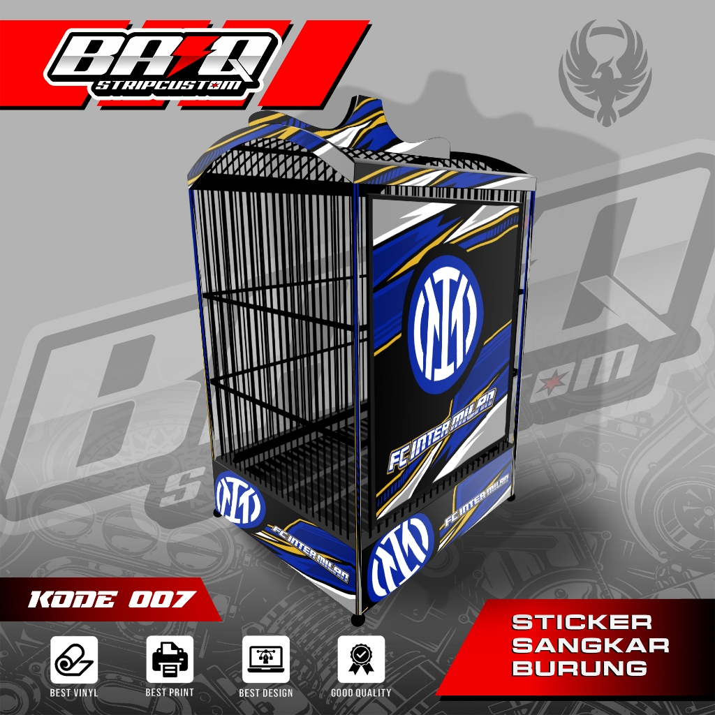STICKER DECAL SANGKAR KOTAK - DECAL SANGKAR BURUNG KOTAK EBOD FC INTERMILAN EB07