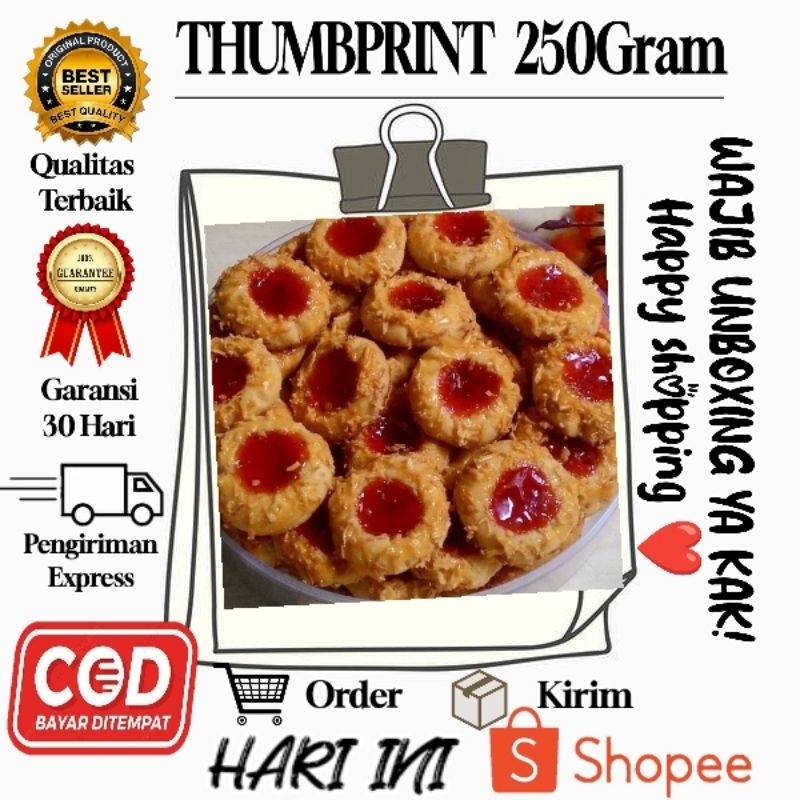 

KUE KERING THUMBPRINT || Kue thumbprint isi 250gram || Homemade