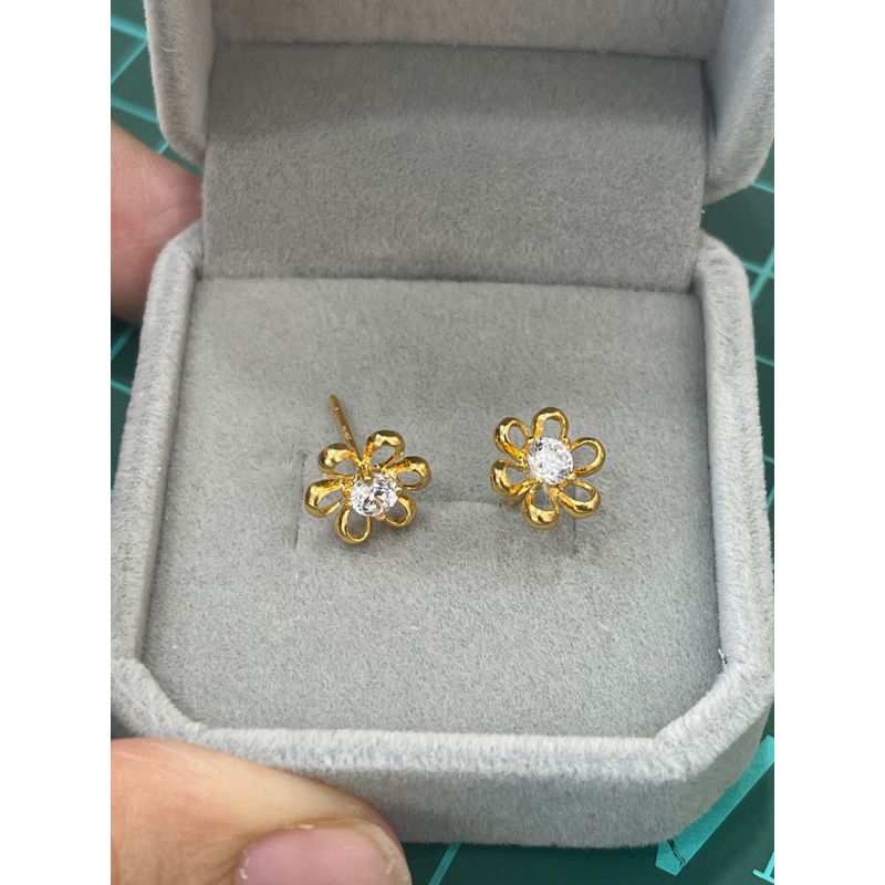 giwang emas asli kadar 875 bunga kembang