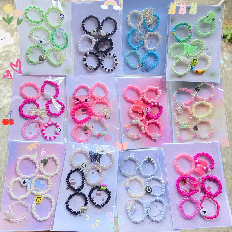 part 3 / Cincin manik isi 6 / Beads ring / Cincin manik korea /Cincin manik terbaru/Paket cincin mur