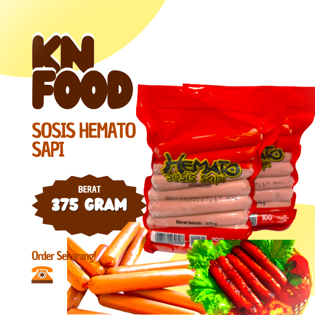 

Sosis Sapi Hemato (375 gr) Isi 15 pcs /Sosis Hemato pendek.