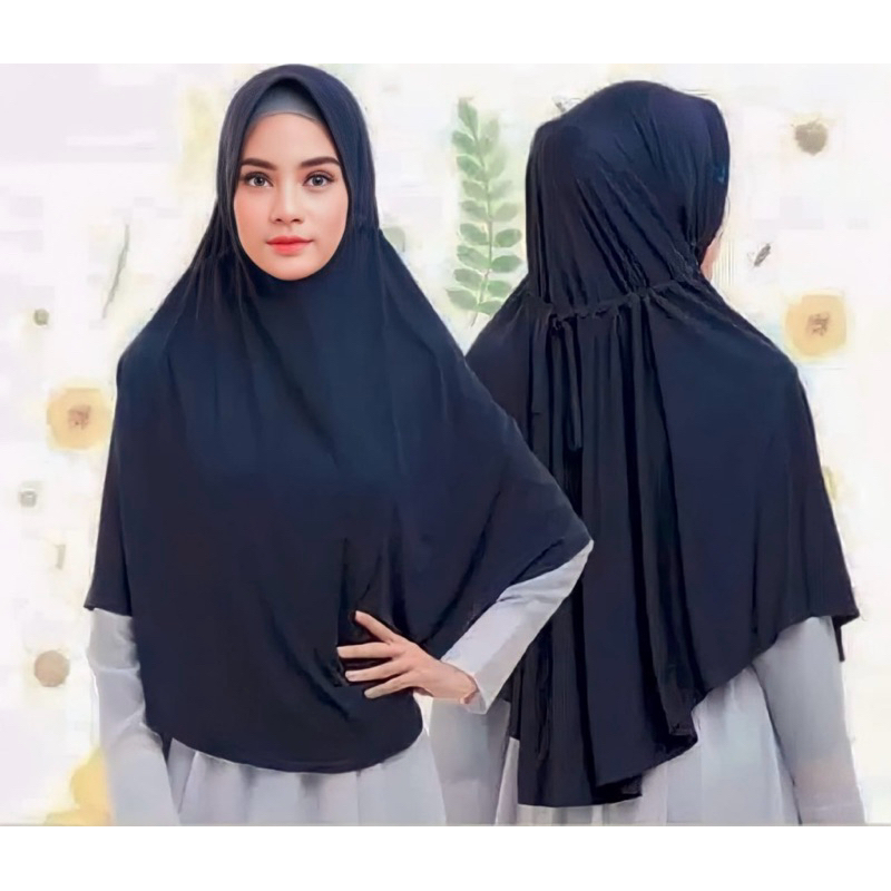 Hijab Bergo Instan Serut Jokowi Jersey Spandek Premium Ukuran M
