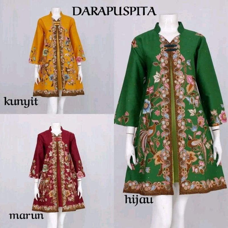 ATASAN TUNIK BATIK PREMIUM TERBARU M L XL XXL TUNIK BATIK MODERN MODEL TERBARU 2024 BAJU BATIK  TUNI