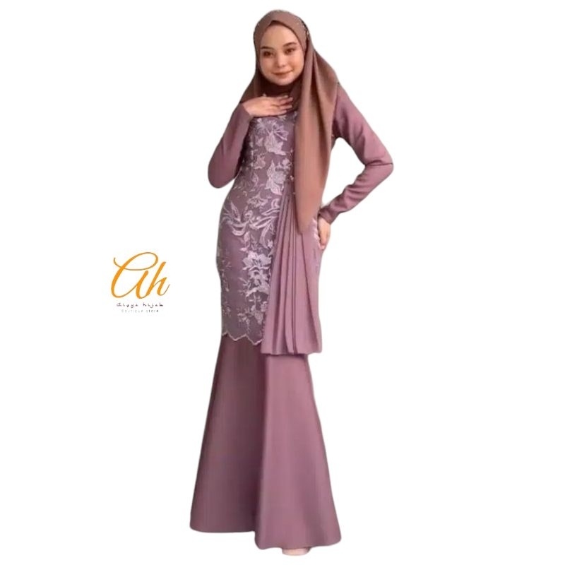 Mermaid dress brokat premium - gaun duyung muslimah