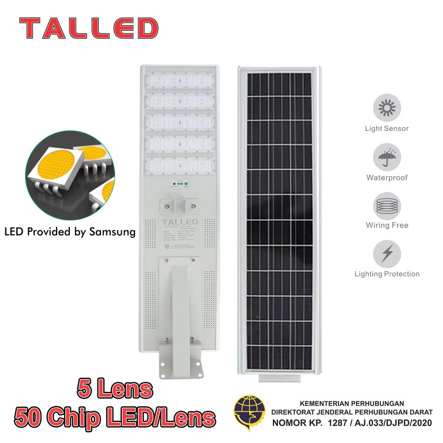 LAMPU JALAN PJU SOLAR CELL 5 LENSA TALLED 250W LED BY Samsung