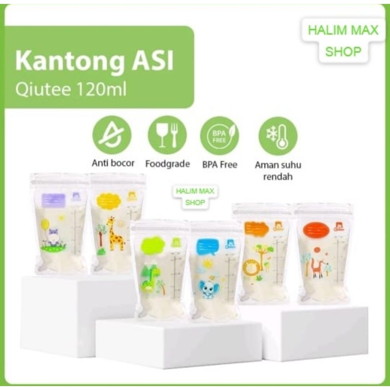 Kantong asi Qiutee plastik 120 ml Breastmilk storage zipper isi 30 pcs