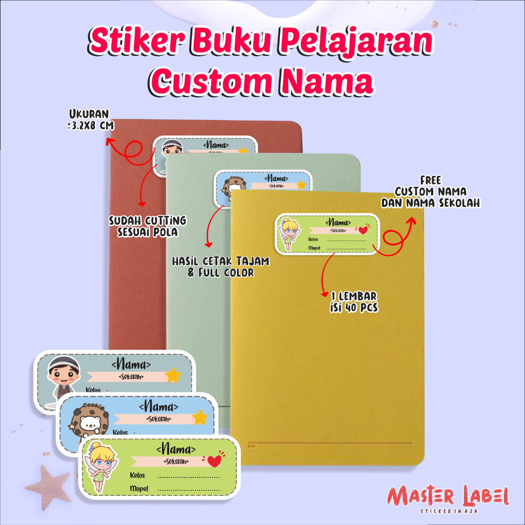 

Stiker nama custom PELAJARAN sticker nama custom stiker pelajaraan stiker label nama custom