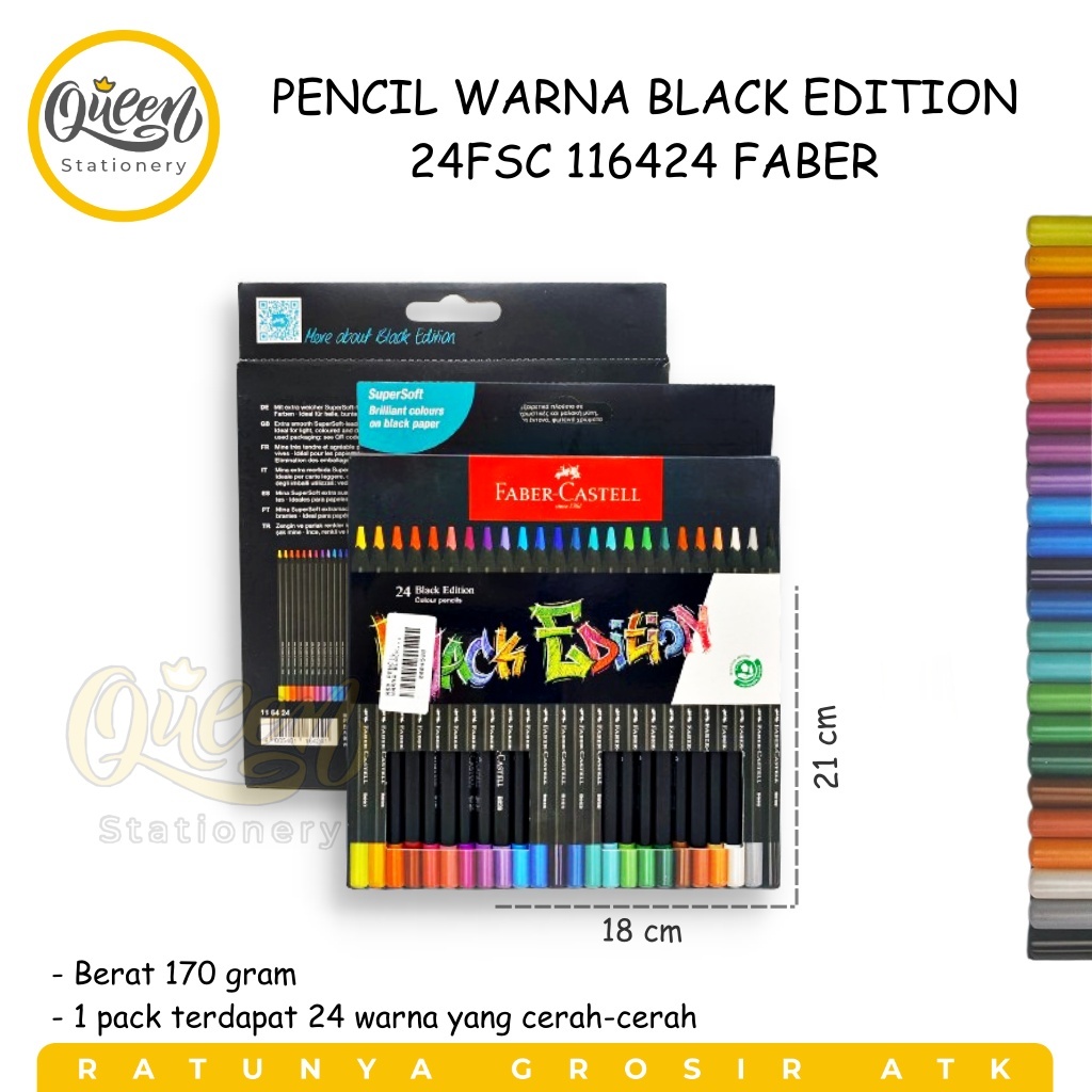 

1 SET PENCIL WARNA BLACK EDITION 24FSC 116424 FABER ALAT MEWARNAI COLOUR PENCIL
