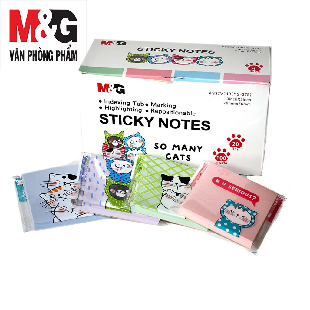 

White Color Sticky Notes whit cute printing 80sheets 76x76mm M&G SO MANY CATS