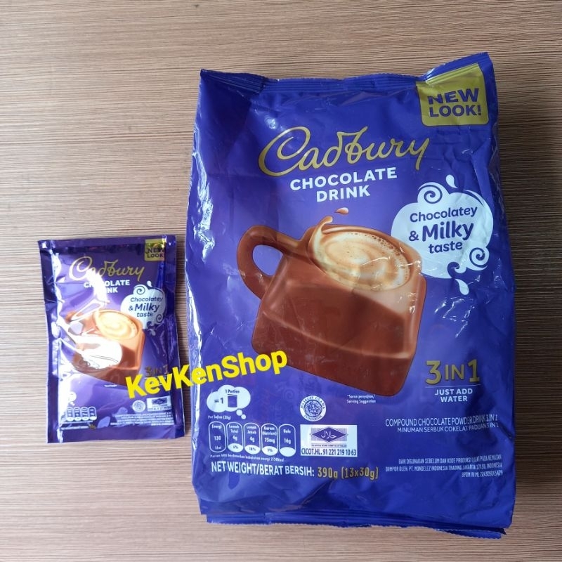 

CADBURY 3in1 Minuman Cokelat 3 in 1 Chocolate Drink Harga per Bungkus isi 13 Sachet