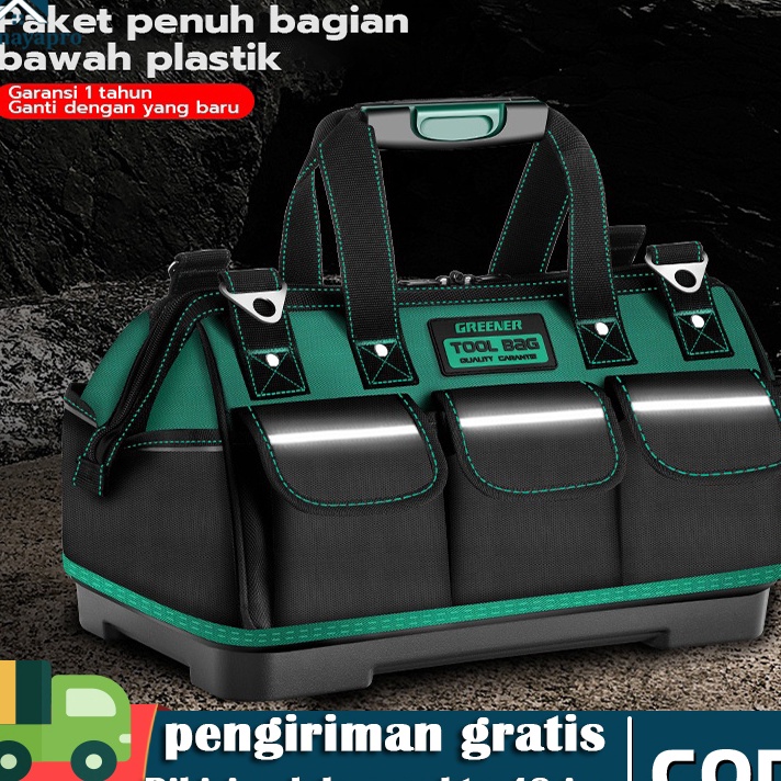 Promo GREENER Tas Perkakas Toolkit Toolbox Toolbag Storage Tahan air dengan Strip ReflektifTool bag 