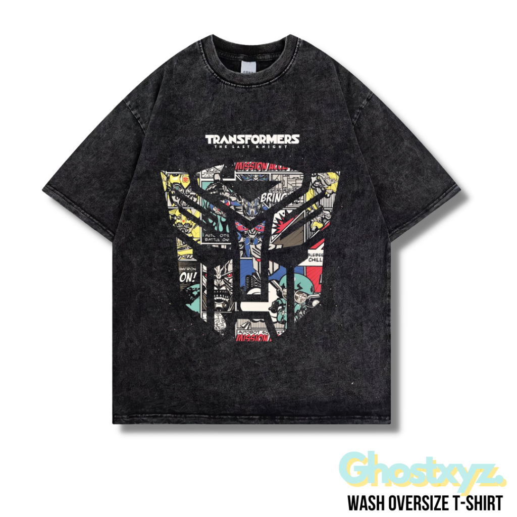 Ghostxyz T-Shirt "Autobot" Wash Oversize Vintage Tee Baju Kaos