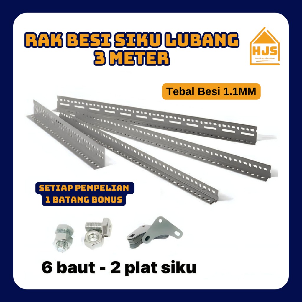 [Isi 10 Pcs] Besi Siku / Rak Siku / Siku Lubang besi / siku rak barang 3 meter / rak siku lubang teb