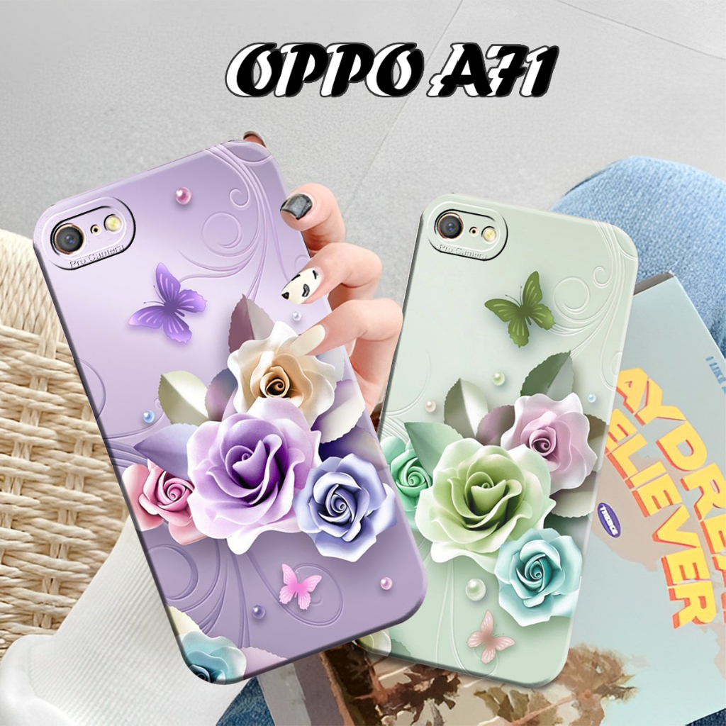SOFTCASE OPPO A71 Motif Bunga Flower Cantik Terbaru - Case Macaron - Pelindung Kamera - case Hp - Ca