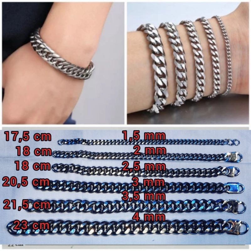 GELANG RANTAI STAINLESS / GELANG MONEL / GELANG TITANIUM