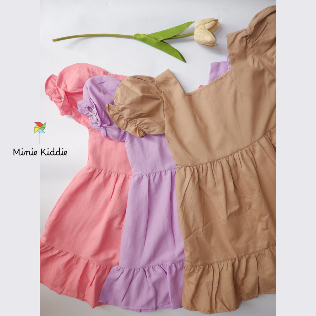 Dress Anak Perempuan Pastel Vintage Lengan Balon