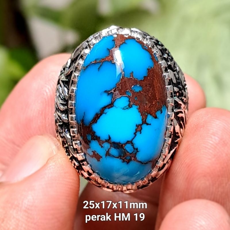 CINCIN PERAK PIRUS MESIR GRADASI ROYAL FANCY BLUE URAT MERAH KARAKTER TEGAS SAKRAL bukan batu permat