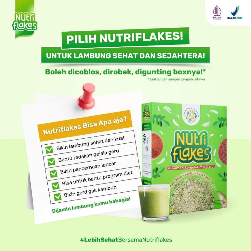 

[BISA COD] NUTRIFLAKES - Cereal Umbi Garut Psyilium Husk With Daun Kelor Sudah BPOM - 100% ASLI - Solusi Ampuh Atasi Asam Lambung Naik - Lambung Sehat Bersama Nutriflakes