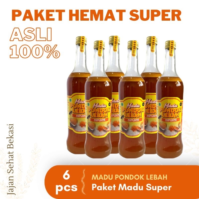 

Paket Hemat 6 Botol Madu Super Mix Pollen 600ml - Madu Pondok Lebah