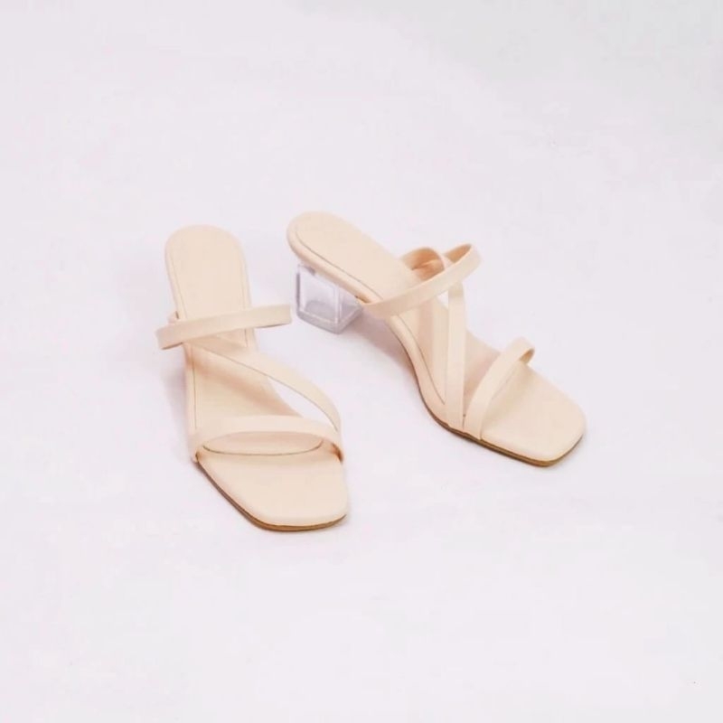 sandal wanita rindi hak kaca 5cm / high heels wanita kekinian