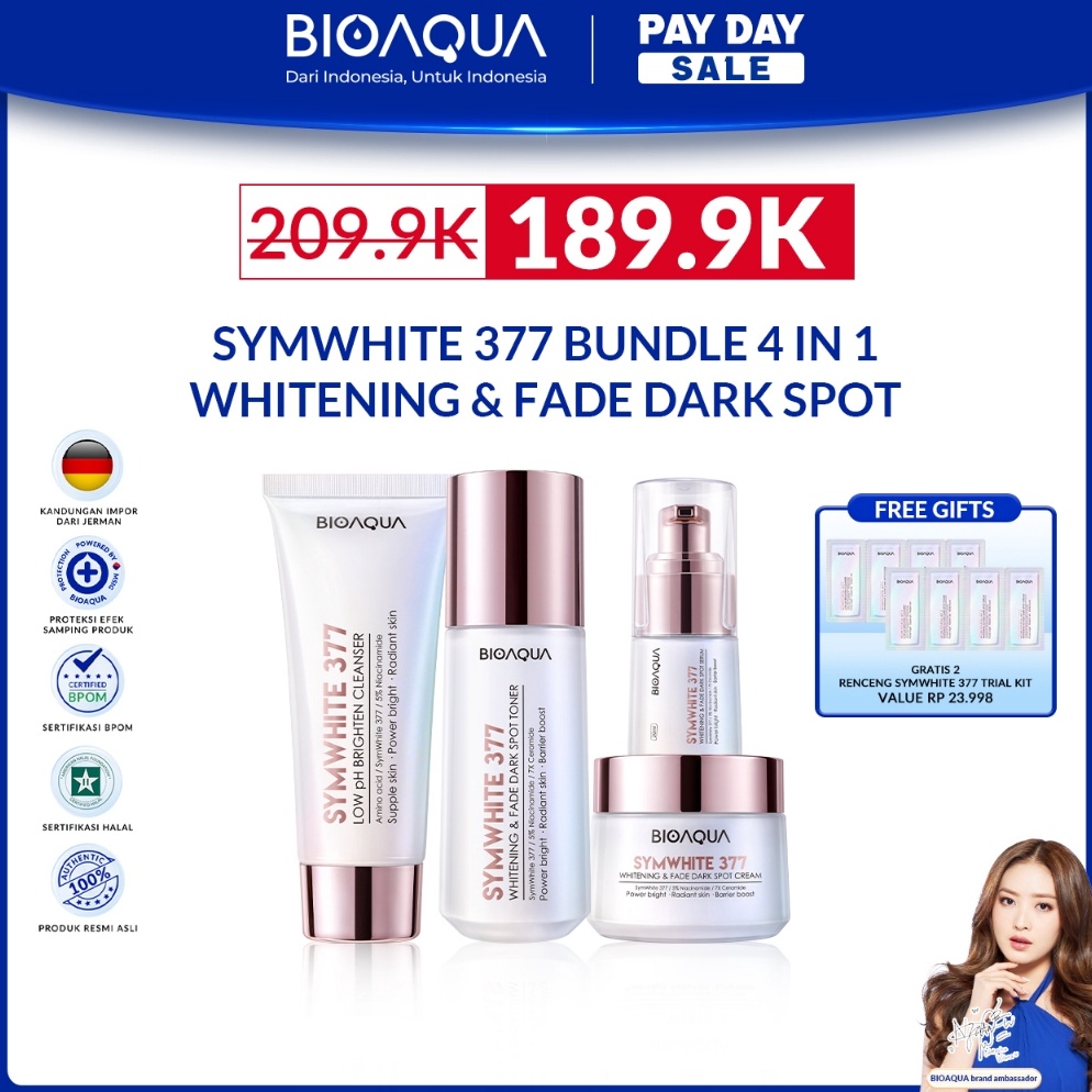FLASH SALE BIOAQUA SymWhite 377 Whitening  Fade Dark Spot Paket Skincare Set With Flek Hitam Serum W