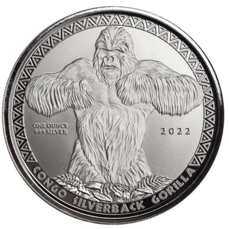 Perak Gorila congo 2022 1 oz silver coin