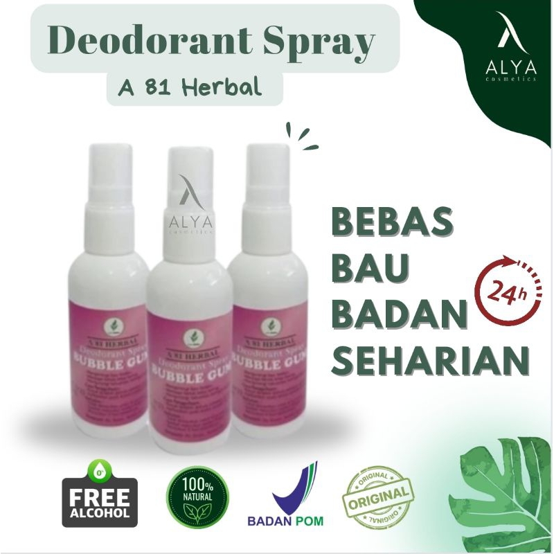 [BPOM] Abi Herbal Deodorant spray A81 HERBAL Deodorant tawas cair BUBBLEGUM