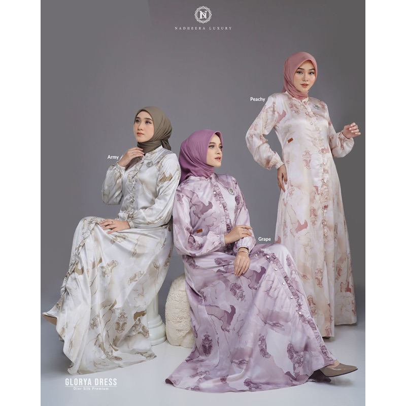 Glorya Dress Nadheera Luxury Gamis Mewah Lebaran