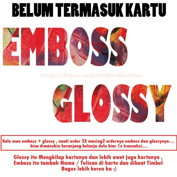 

Kirim Langsung Tambahan Cetak GLOSSY EMBOSS Nama Tulisan untuk Kartu Emoney PVC BELUM TERMASUK KARTU