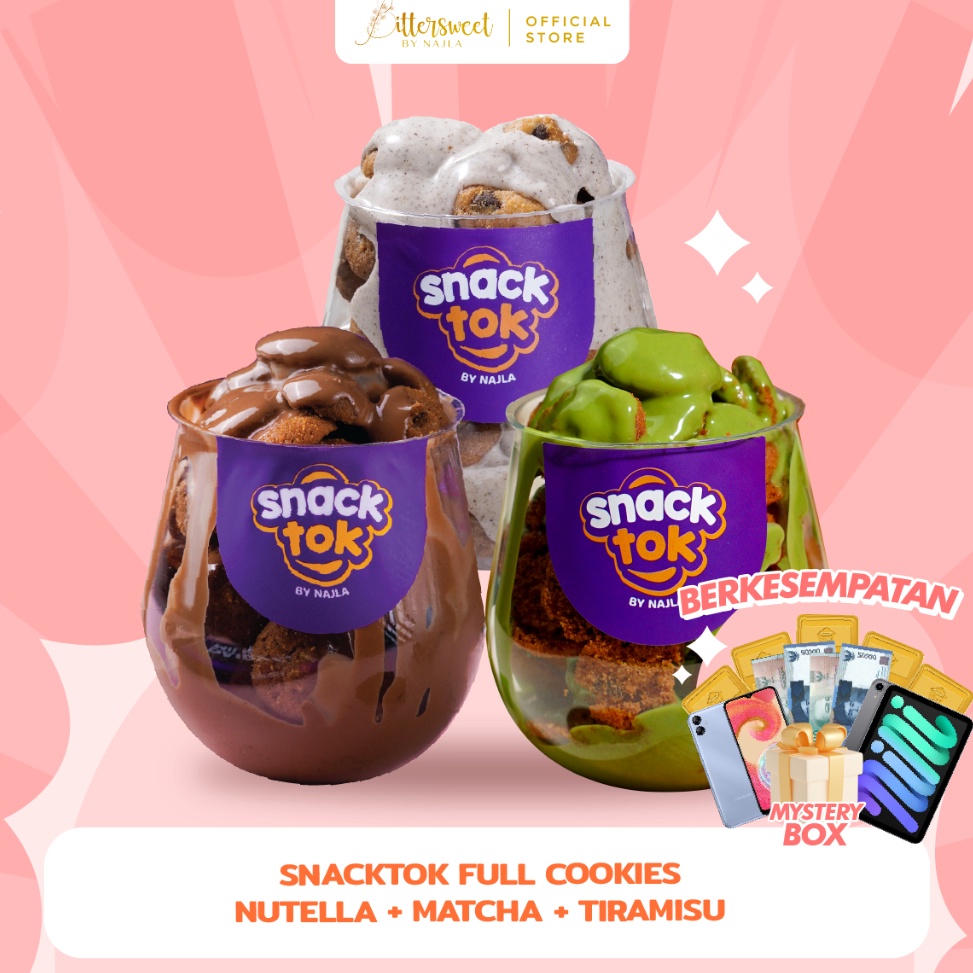 

ORIGINAL Bittersweet by Najla 3 Snacktok Full Cookies Nutella Matcha Tiramisu