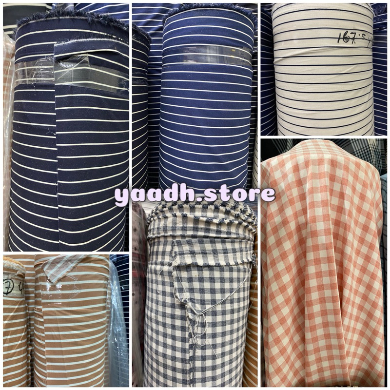 KAIN KATUN POPLINE STRETCH SALUR KOTAK 0,5 METER