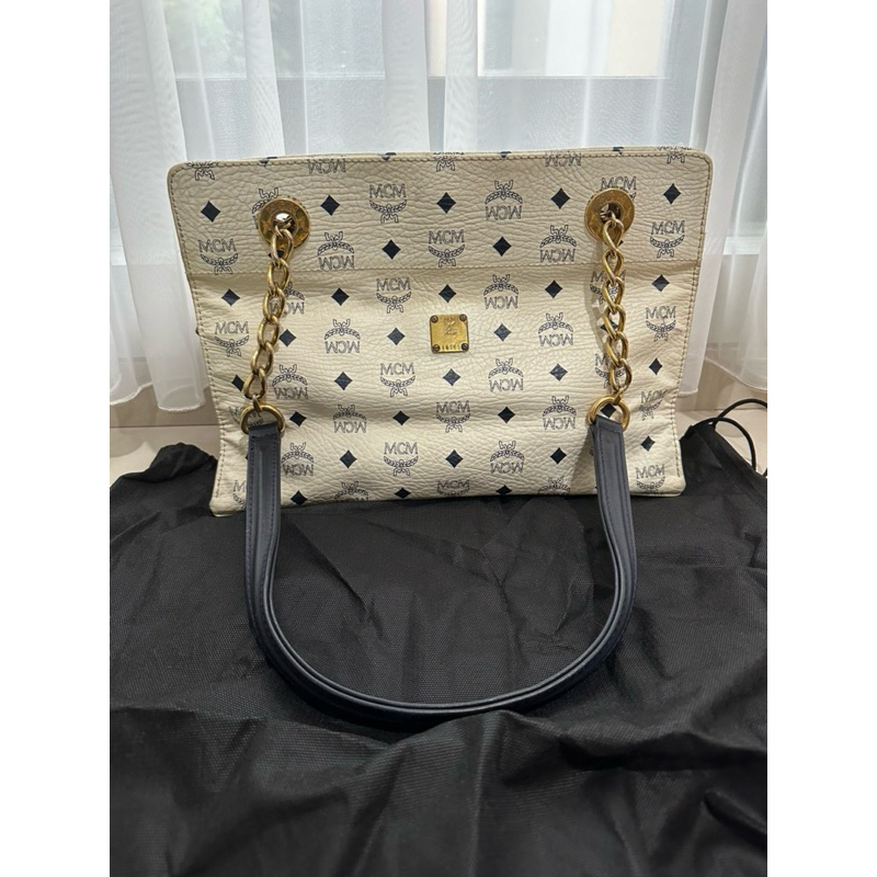 MCM Visetos Coated Canvas Chain Tote Bag