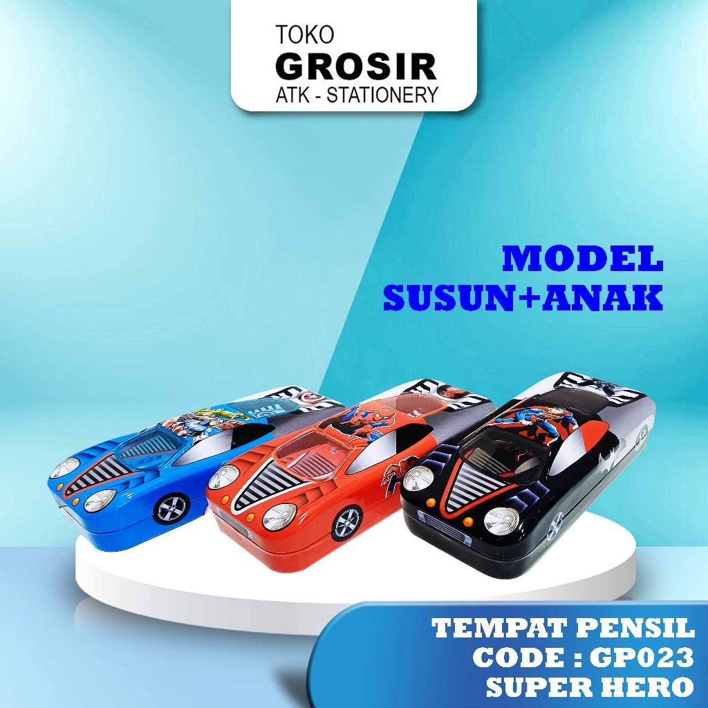 

Kotak Pensil Kaleng Mobil 3D dengan Anak Motif Super Hero - GP023