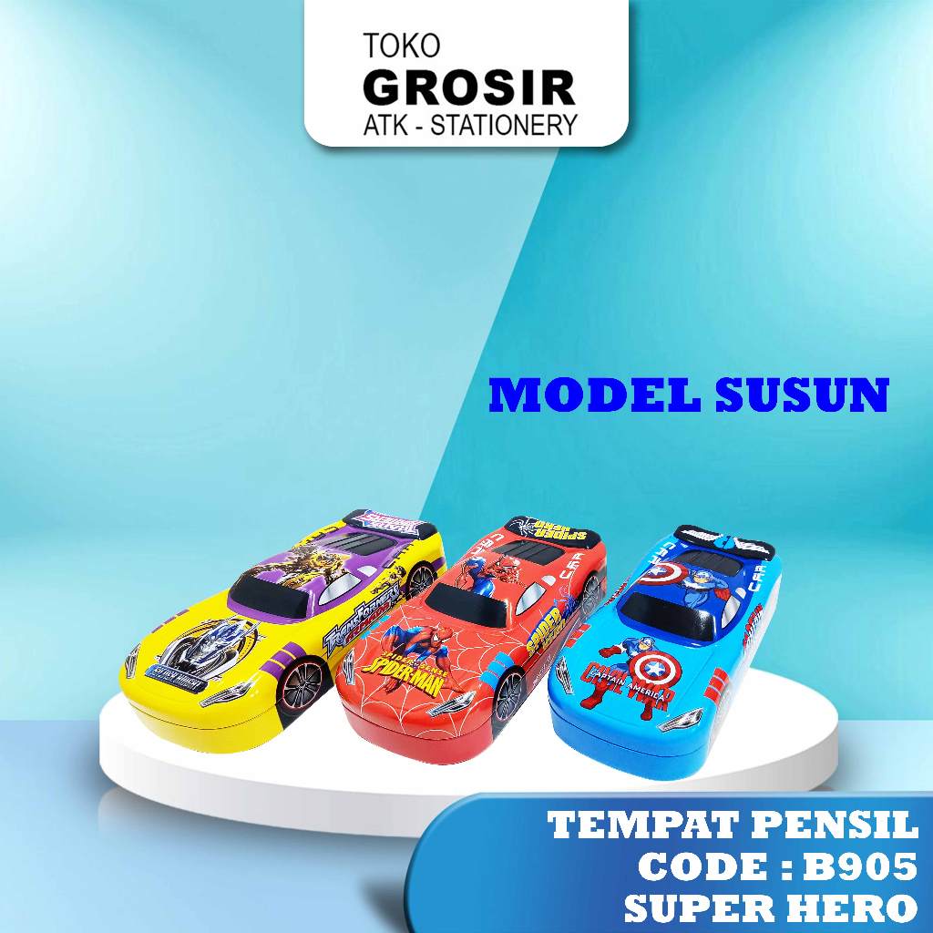 

Kotak Pensil Kaleng Mobil 3D Motif Super Hero - B905