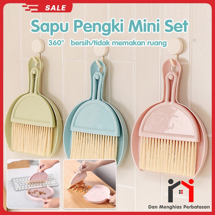 Sapu Pengki Smiley Set Sapu Kecil Desktop Kreatif/sapu pengki set mini/sapu pengki/sapu mini set ser