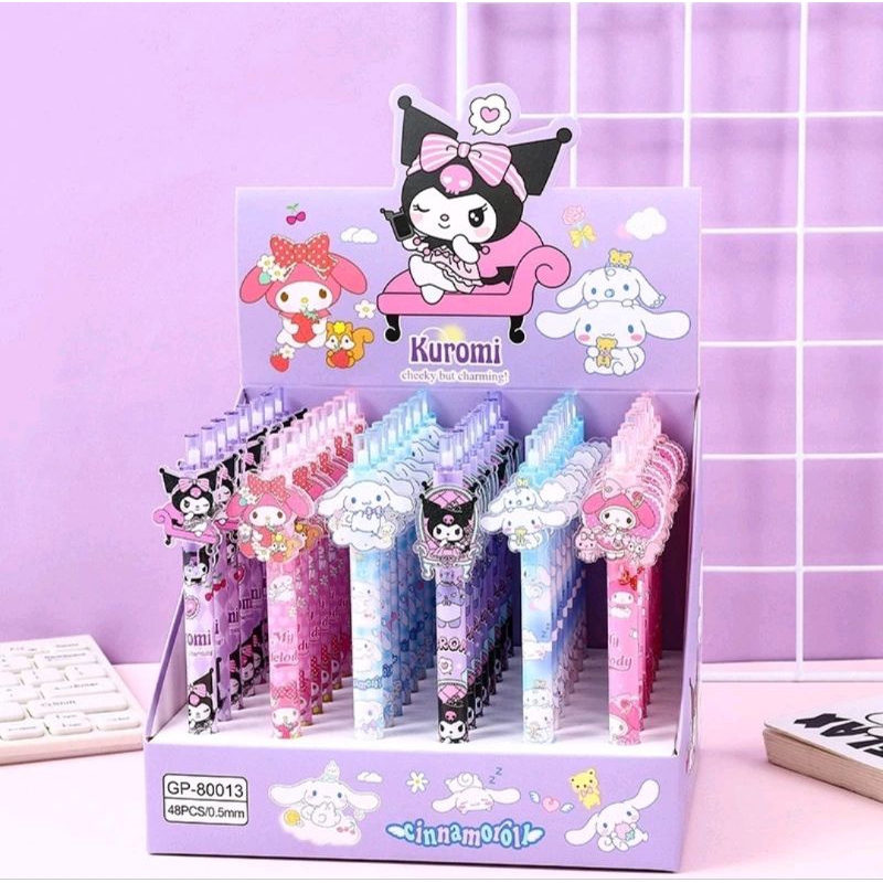 

KiSy.Shop 6pcs Pulpen Sanrio Gel Pen cetek 0.5mm GP-80013 cinnamoroll kuromi my melody pompompurin pochacco