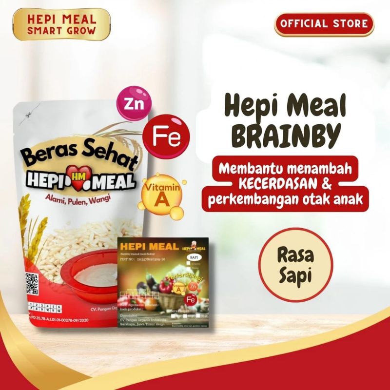 

Hepi Meal Brainby+EPA DHA rasa Sapi/ Bahan Bubur, Nasi tim dan Nasi