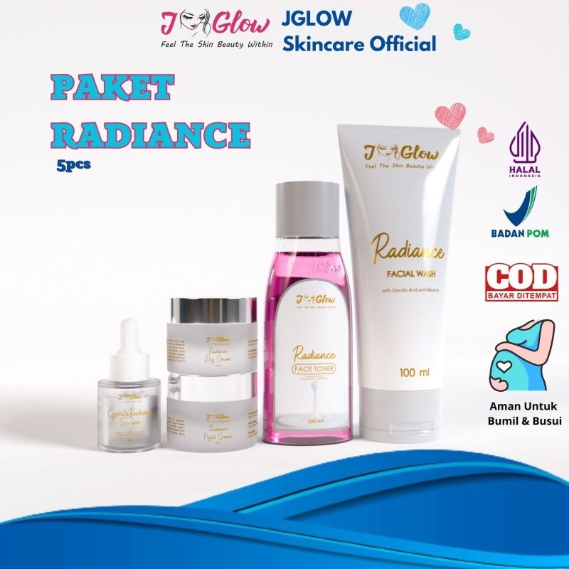 JGLOW SKINCARE PAKET RADIANCE/SUPER WHITENING BPOM PAKET PERAWATAN WAJAH KUSAM DAN LEPEK