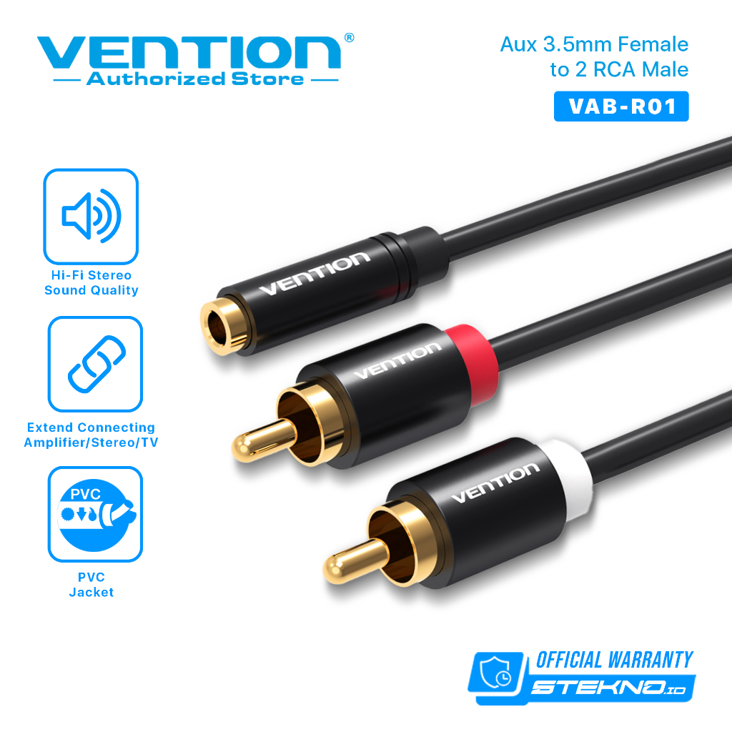 Vention R01 Kabel Aux 3.5mm Female to 2 RCA Male