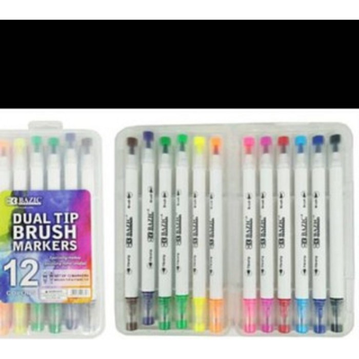 

Colors pen Dual Tip Brush Markers - Spidol 12 Warna BAZIC