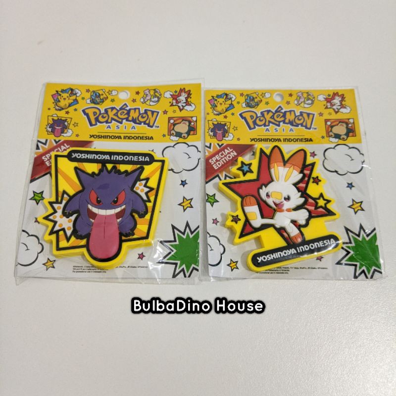 Official Pokemon Asia Merchandise Yoshinoya Indonesia : Magnet Kulkas Gengar & Scorbunny