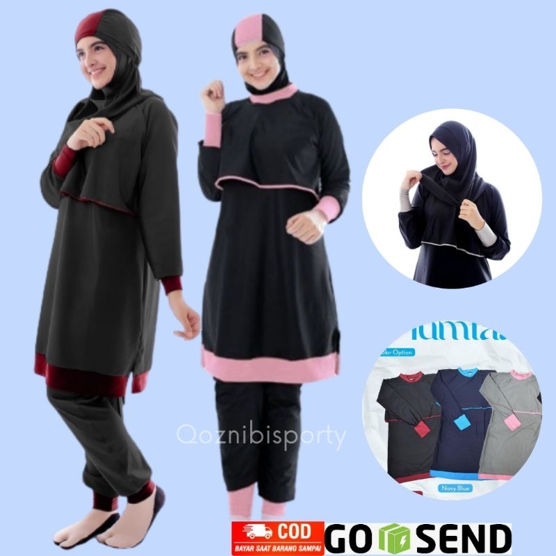Baju Renang perempuan wanita dewasa Muslim Muslimah Syari Polos Jumbo rompi lycra ori Sulbi Mumtaaz