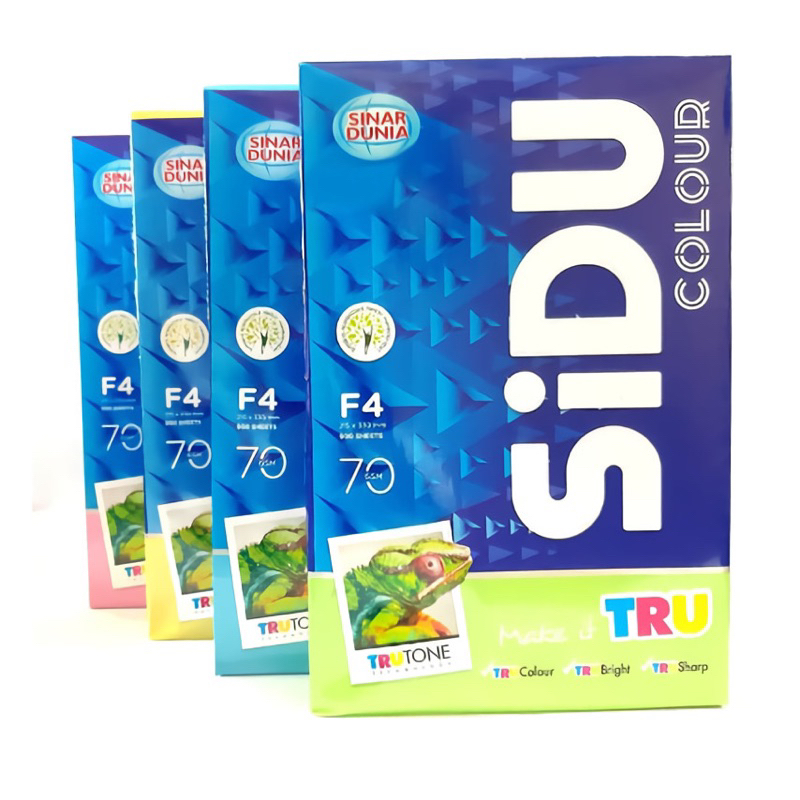 

Kertas HVS warna F4 SIDU 55 gsm / 70 gsm (1 rim)