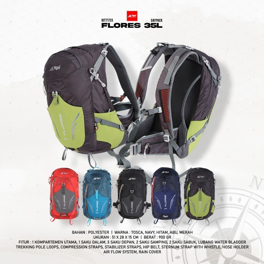 Tas Ransel Pria atau Daypack Flores 35 Liter Arei Outdoorgear