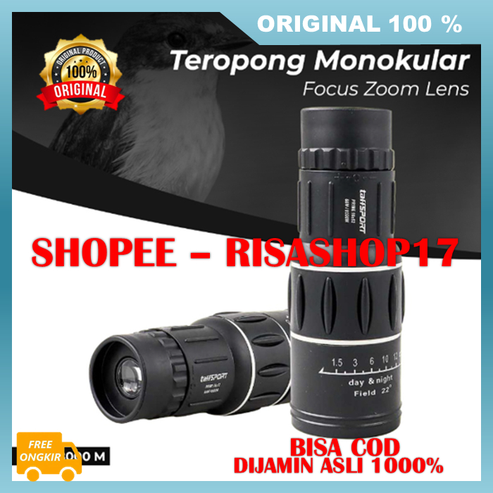 Teropong Monokular Bushnell 16x52 HD Teropong Outdoor Jarak Jauh Siang Malam 100% ASLI