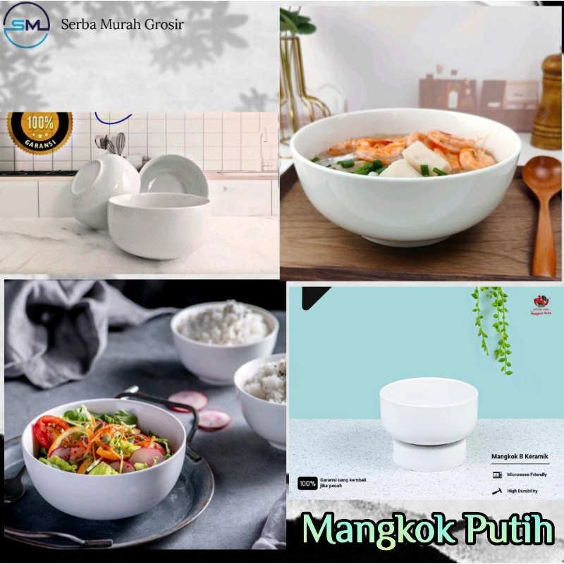 Mangkok Kuah Keramik/Mangkok Soup/Mangkok Putih Polos