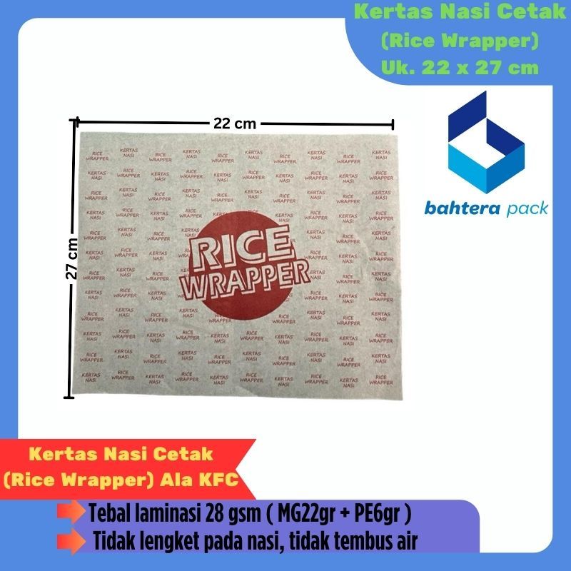 

Kertas Nasi Cetak Rice Wrapper ala KFC Uk. 22 x 27 cm isi 500 pcs / 1 rim