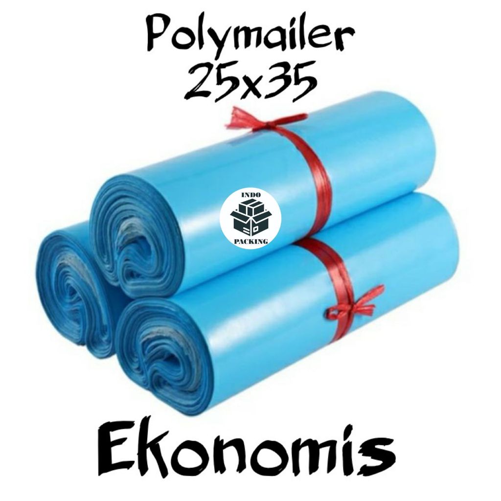 

(isi 100) Polymailer Biru Ekonomis 25x35 cm / Amplop Plastik / Packaging Online Shop Kemasan Olshop